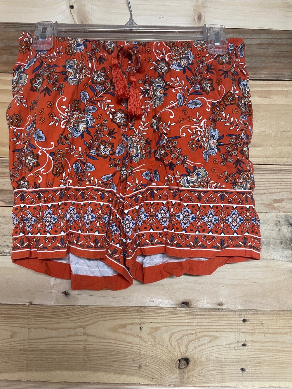 J. Jill size XS Mid-rise Orange with Blue with Bohemian Print Elastic Shorts